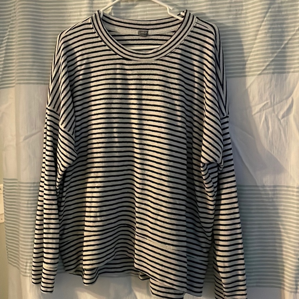 Aerie navy & white stripe beach pullover